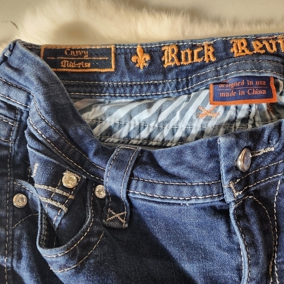 Rock Revival Jessica Curvy Midrise Thick Stitch Flap Pocket Skinny Jeans-Size 27 - Picture 9 of 13
